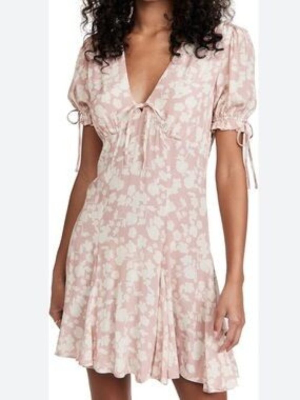 Yumi Kim Story Book Pink Kelly Floral Crepe de Chine V Neck Dress Size S NWT